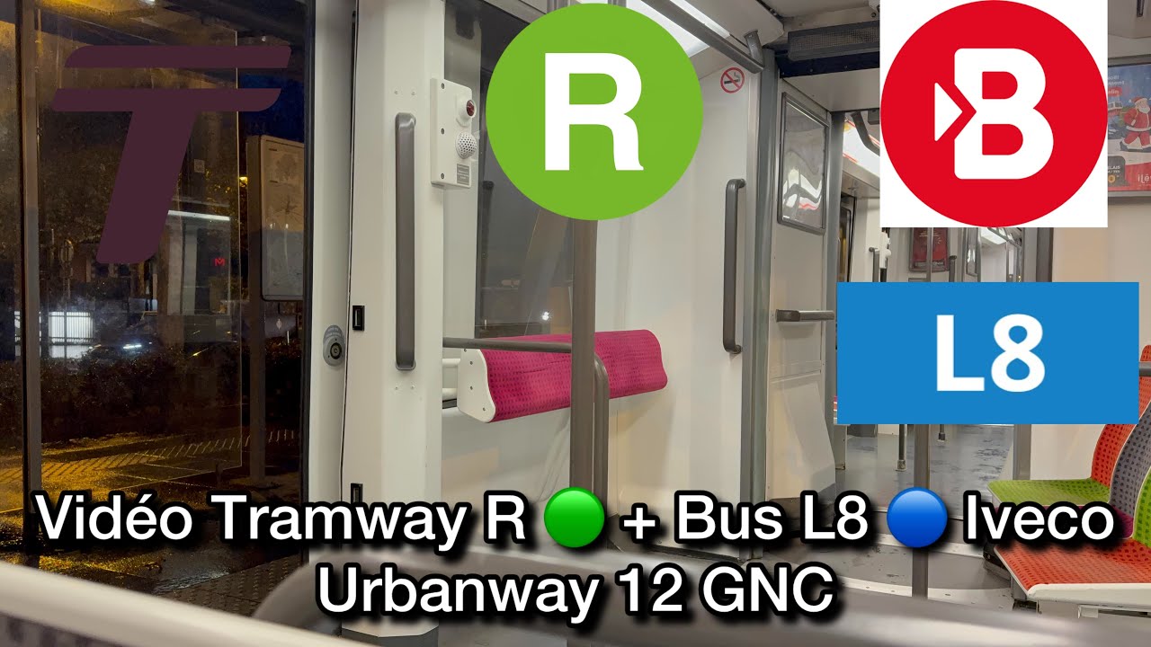 Vidéo Tramway Voyage A Bord Rame 23 🟢 + Bus L8 🔵 Iveco Urbanway 12 GNC N10482