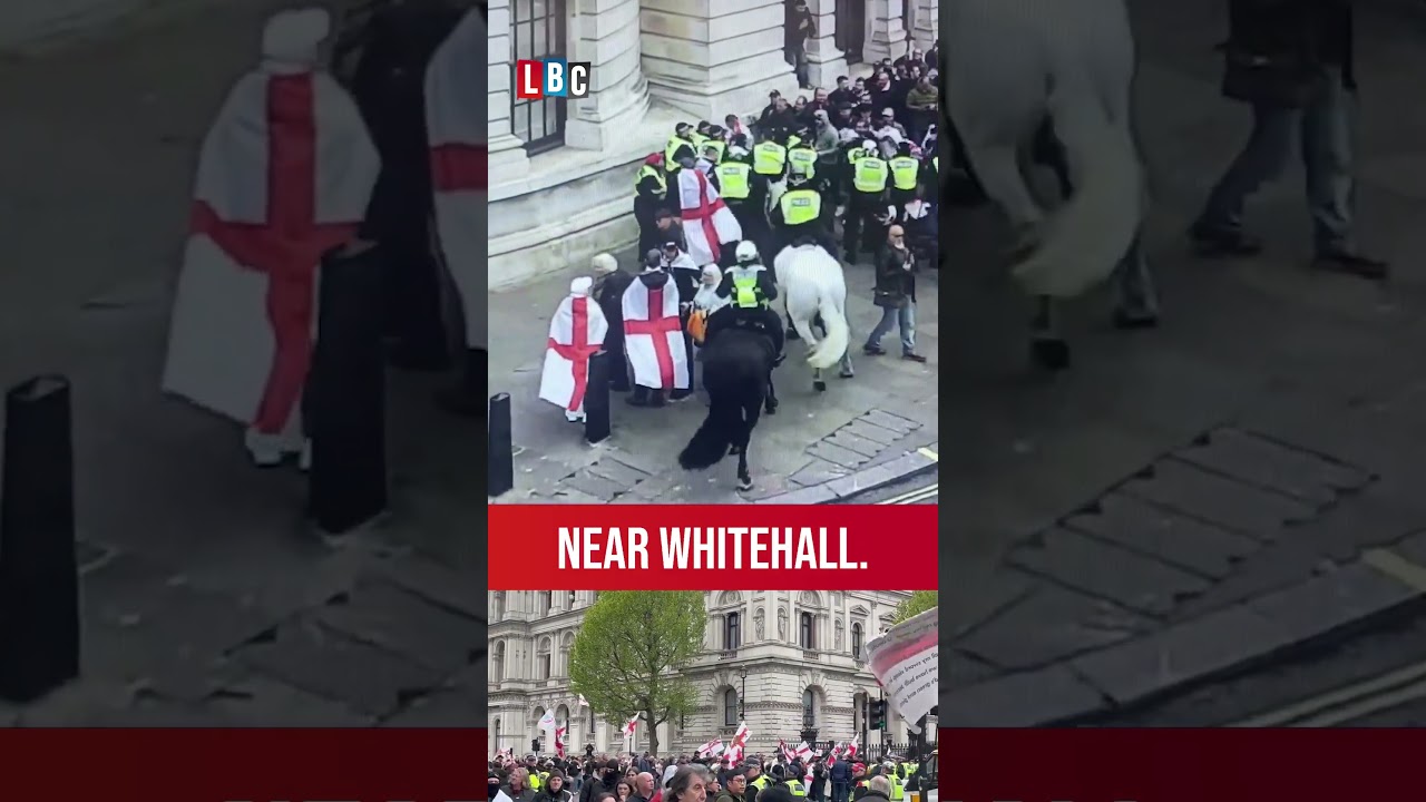 Police horse hit amidst violence at St George's Day march