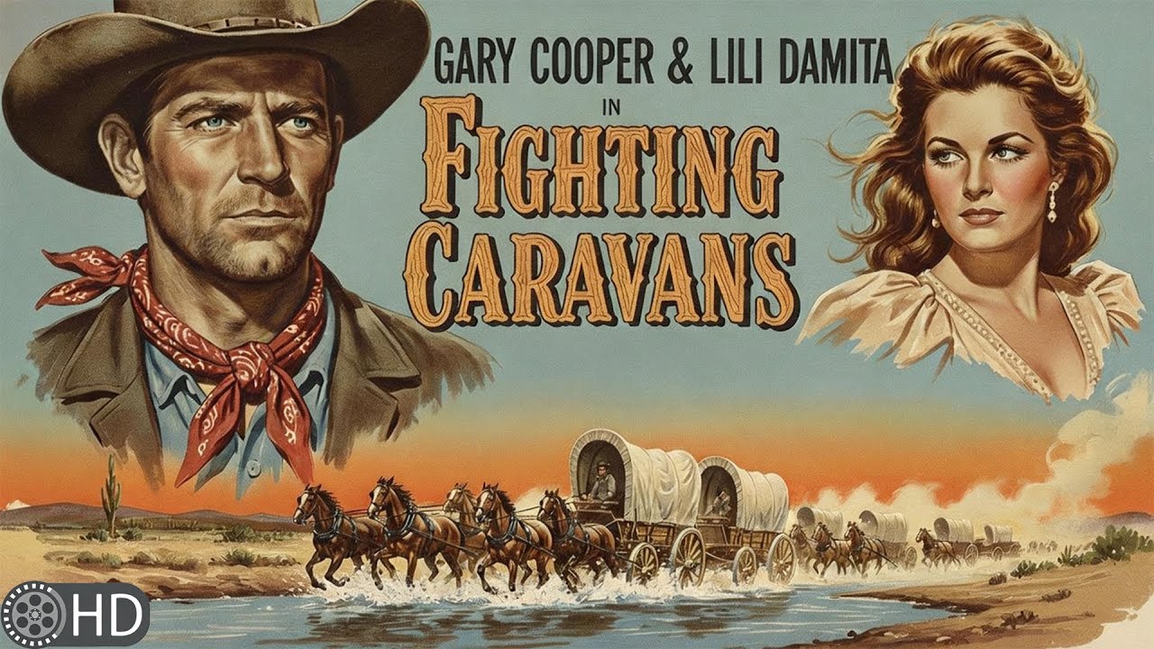 Gary Cooper | Western Classics | Escaping the Law in a Massive Wagon Train Ambush |Fighting Caravans