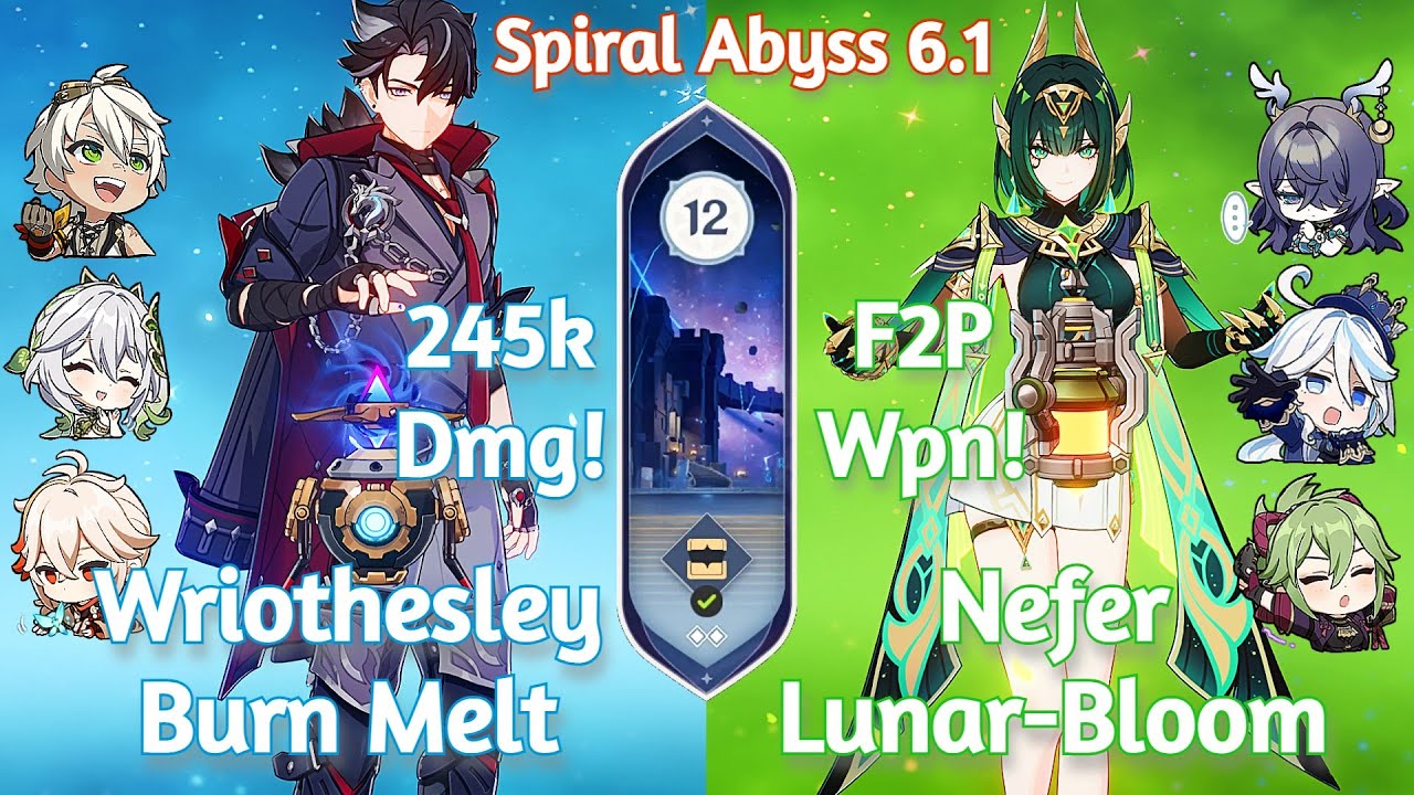 C1 Wriothesley Melt x C0 Nefer Lunarbloom - NEW Spiral Abyss 6.1 | Genshin Impact