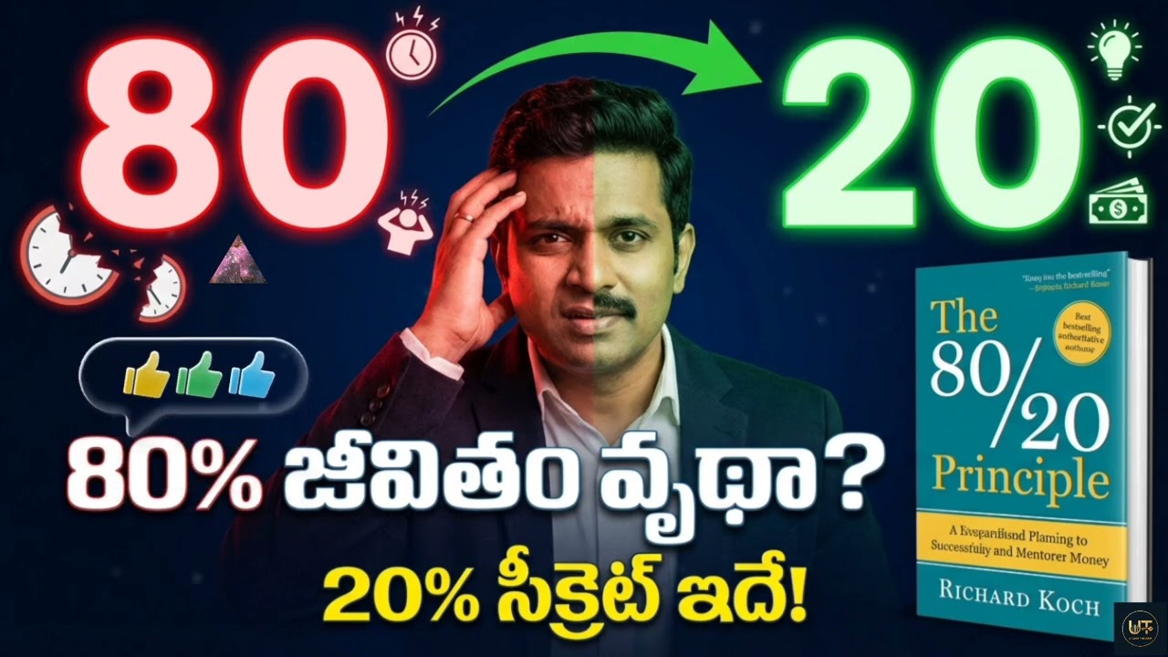 20% రహస్యం తెలుసుకుంటే జీవితం మారిపోతుంది! | The 80/20 Principle Telugu  @UnlockThought1  explained 