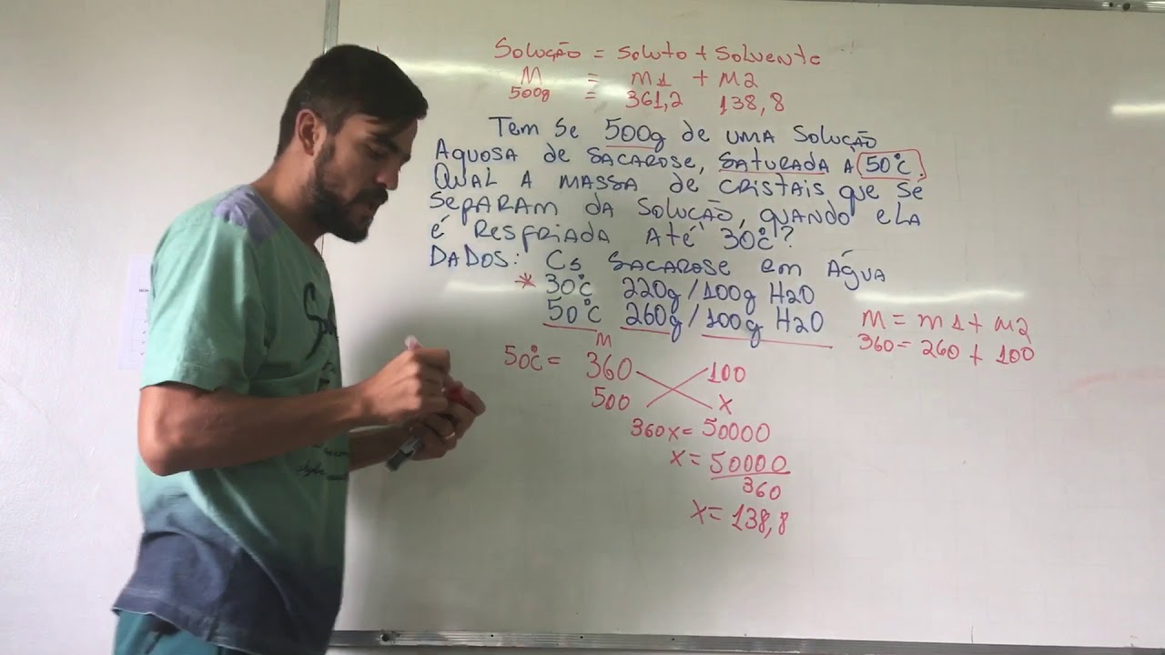 Resolução questão sobre coeficiente de solubilidade com resfriamento