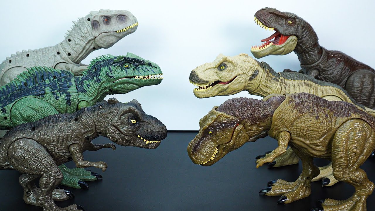6 DINOSAURS'ISLAND: 4 T-REX BATTLE INDOMINUS REX, GIGANOTOSAURUS -TOYS ASMR -DINO KING TOYS 251106