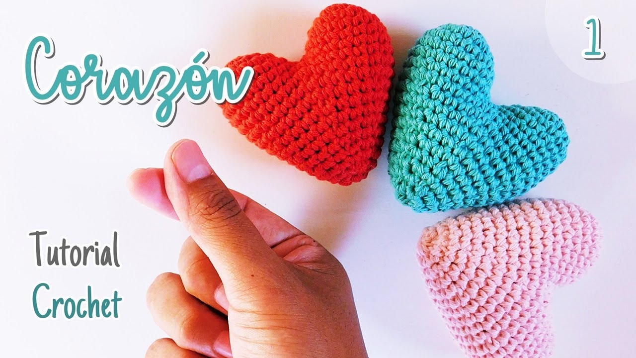 Como tejer a crochet-ganchillo un Corazon en  Puntos bajos para San Valentin. Parte 1
