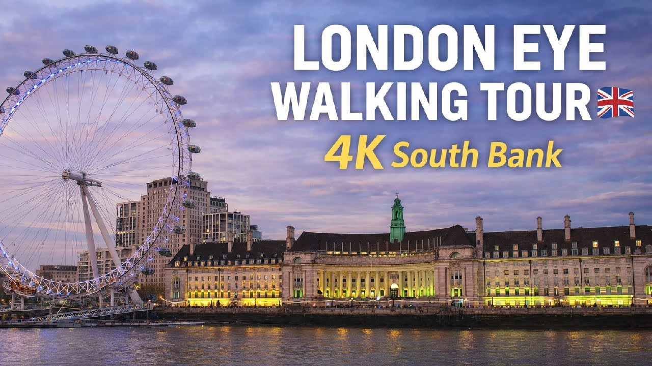 London Eye Walking Tour 🇬🇧 | South Bank Walk in 4K