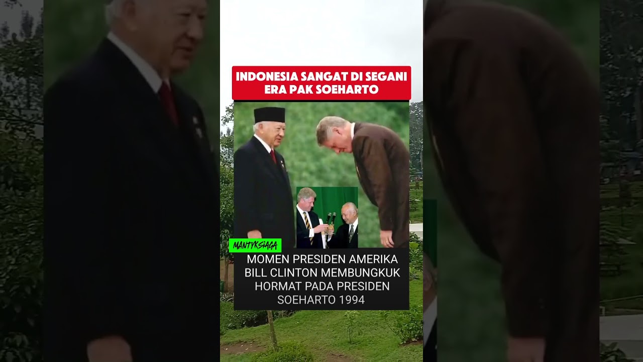 PRESIDEN AMERIKA BILL CLINTON MEMBUNGKUK DI HADAPAN PRESIDEN RI.