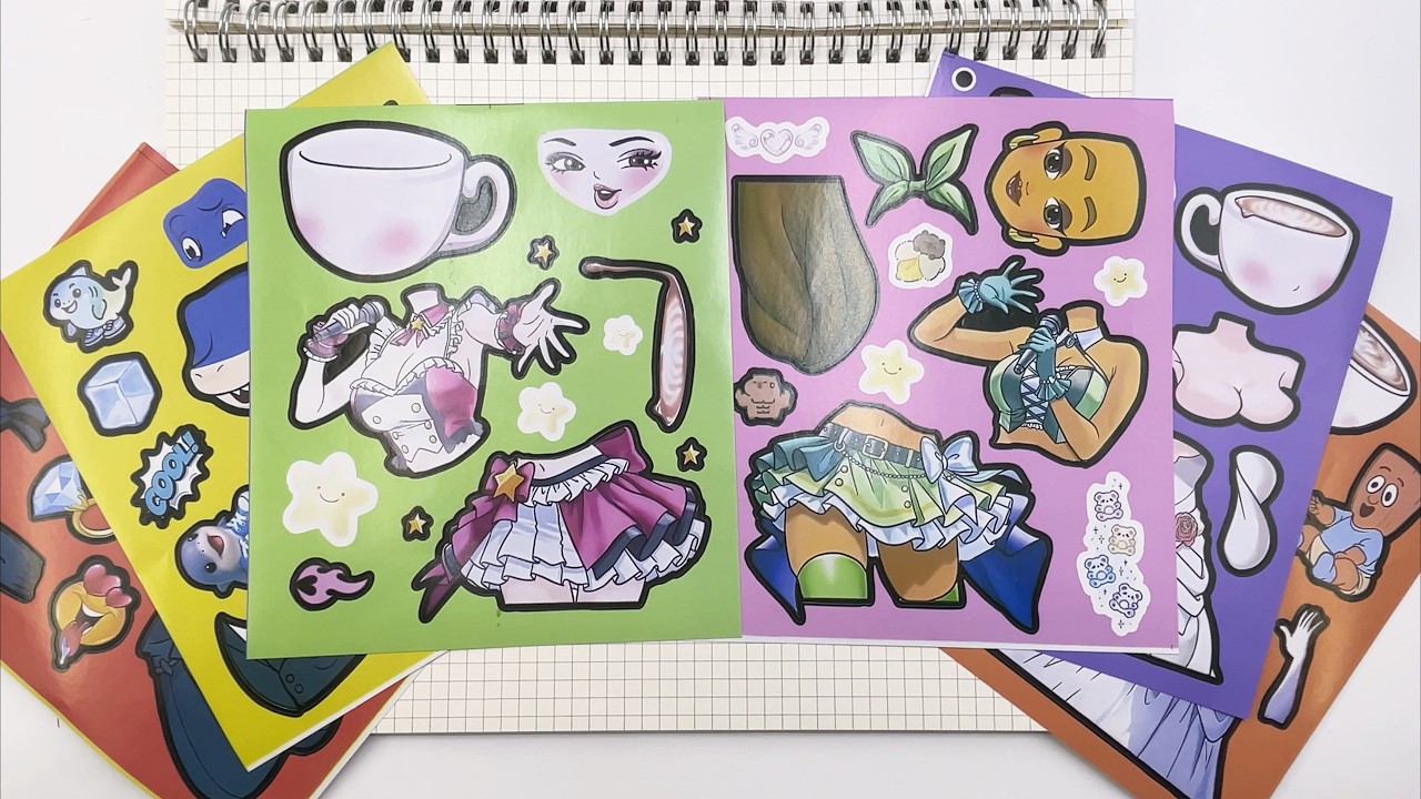 Tung Tung Sahur & Ballerina Idols 🎤 ASMR Sticker Book DIY (No Talking, Satisfying Paper Art)