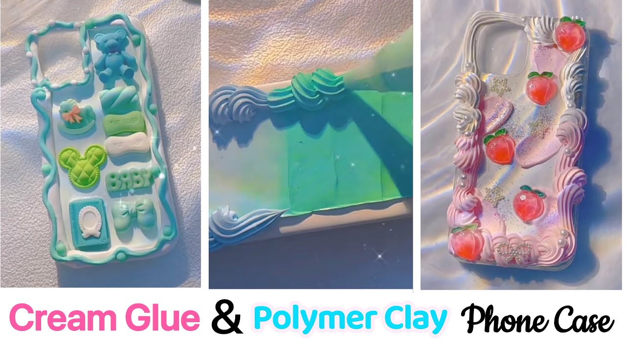 🧁【Whipped Cream Glue Phone Case DIY & Polymer Clay Miniature】Tutorial For Beginners. Art & Craft