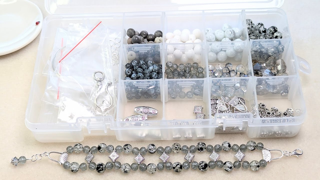 Organizing the Oct '24 Curated Bead Box: Silver Shadow + an on-the-fly bracelet design