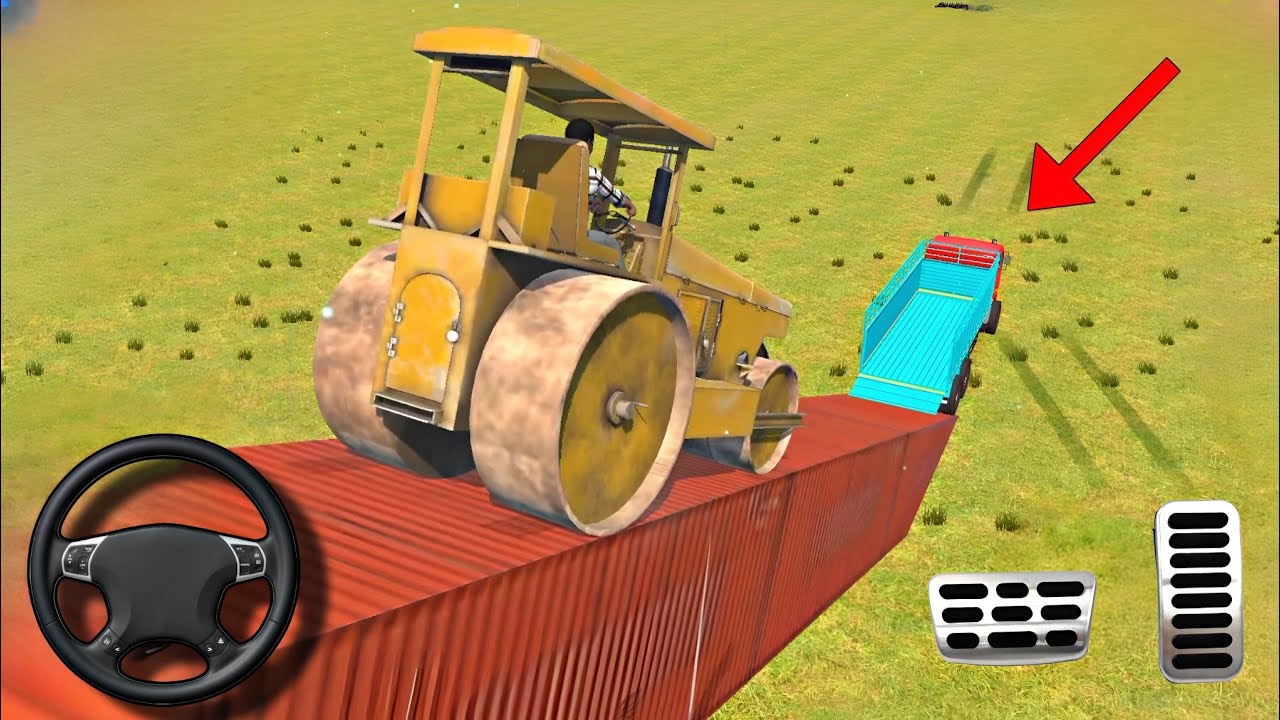 Extreme Road Roller Loading Into Truck 😱 | Heavy Vehicle Simulator Gameplay | Gadi Wala Game 