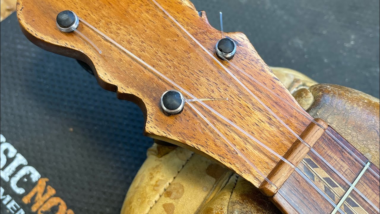Supertone Ukulele Repair Part 8- Nut, Strings and First Notes!