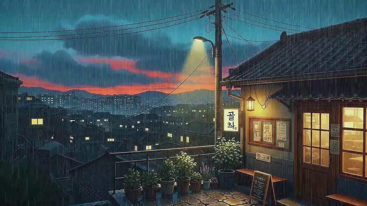 Rain Sounds and Lofi for Deep Focus in a Soft Korean Rainy Night to Block Distractions 😌
