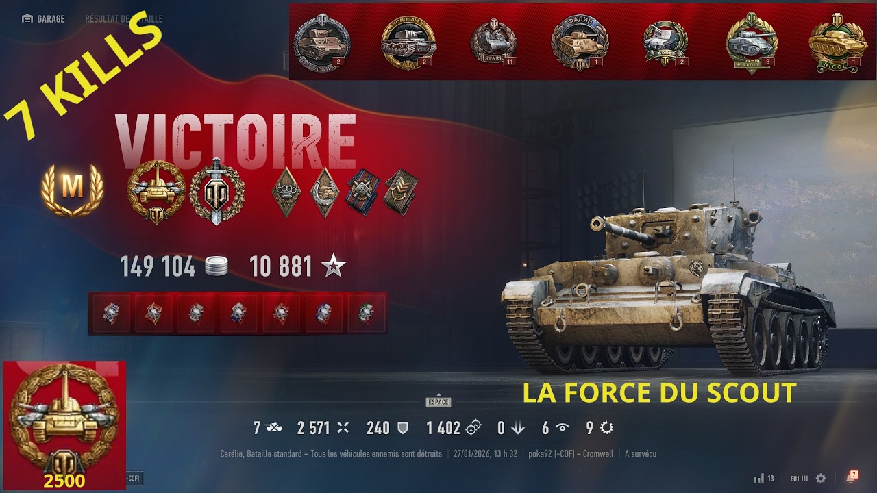 WORLD OF TANK - AVEC LE CROMWELL - LA FORCE DU SCOUT +- 2500 dégâts - 7 KILL - SA0145