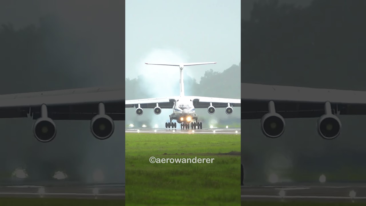 NOSE DOWN LANDING of RUSSIAN AIR FORCE IL-76 AT LANGKAWI during LIMA 2025 #shorts #il76 #aviation
