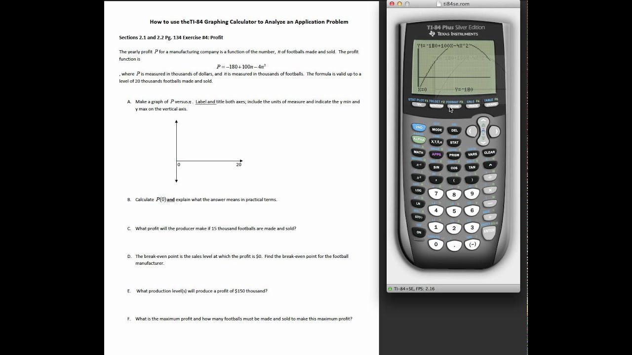 2.1 & 2.2 Analyzing and Interpreting a Function on TI-Calculator (Profit Example)