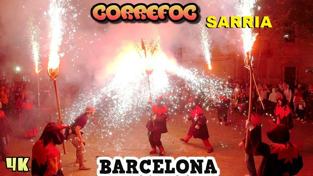 Fiesta Mayor de Sarria 2025 | Correfoc | Barcelona, España 4K