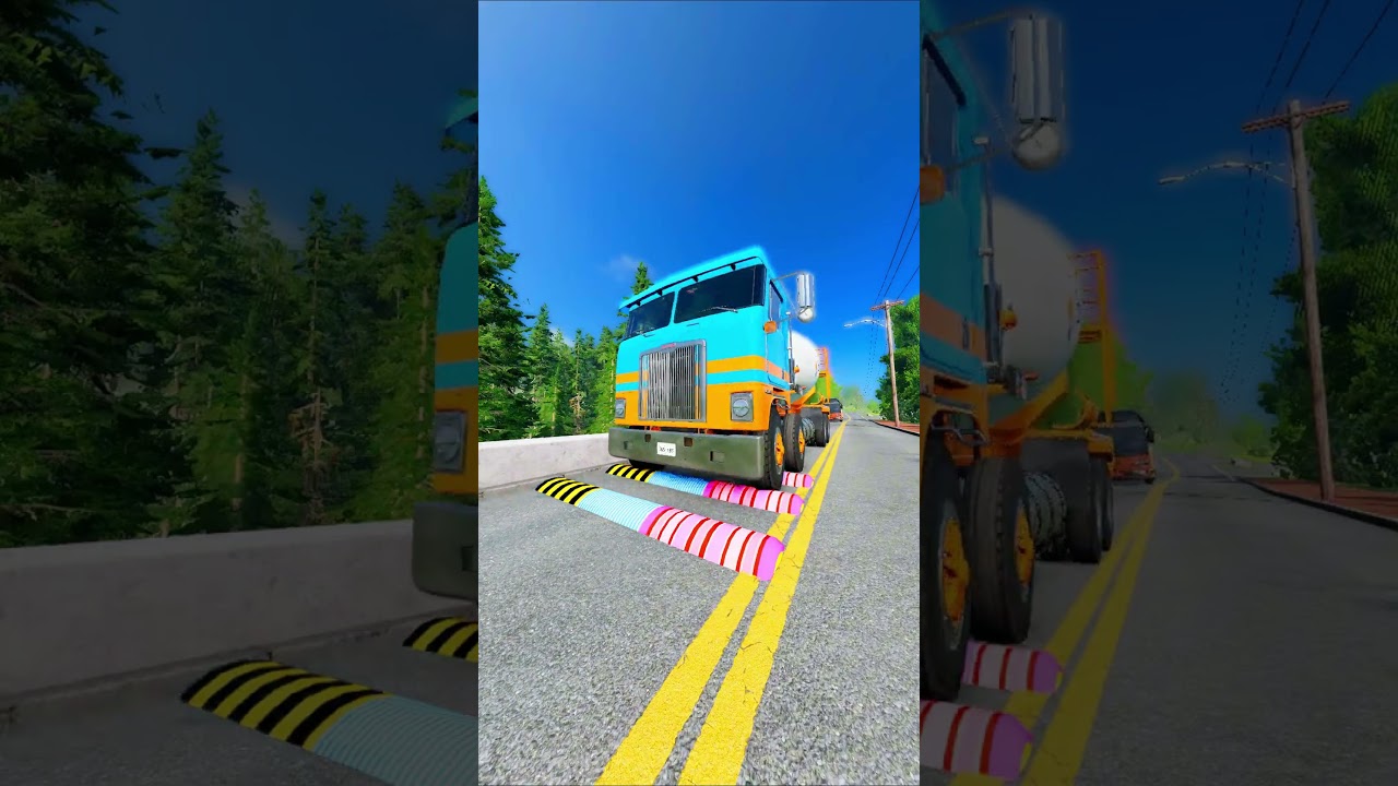 cars and trucks vs Speed Bumps #short #beamng #beamngdrive #trucksvs