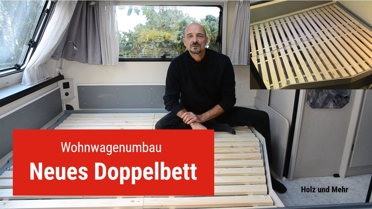 Wohnwagen renovieren umbauen | Doppelbett mit Aufsteller selber bauen | Wasserschaden  😩