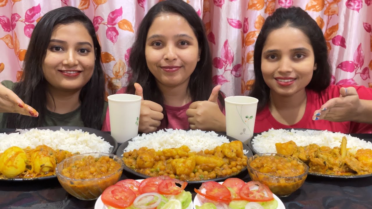 Rice+Oily Ghugni Mutton Fat Curry+Spicy Motorsuti Chicken Curry+Spicy Egg Curry Eating Challenge