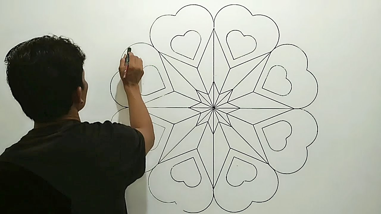 STAR HEART WALL PAINTING OPTICAL ILLUSION | STAR HEART DECORATION | BINTANG HATI 3D