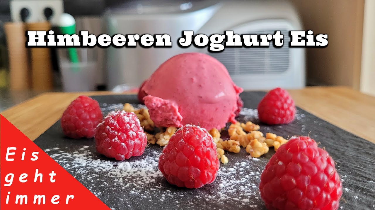Himbeeren Joghurt Eis einfach selber machen - mit und ohne Eismaschine
