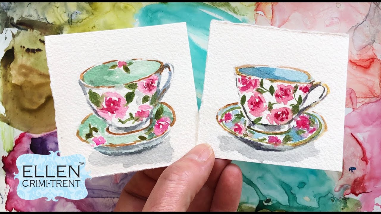 Watercolor Painting Tutorial- Tea Cups/ Step by Step/ Mini Monday Madnesss