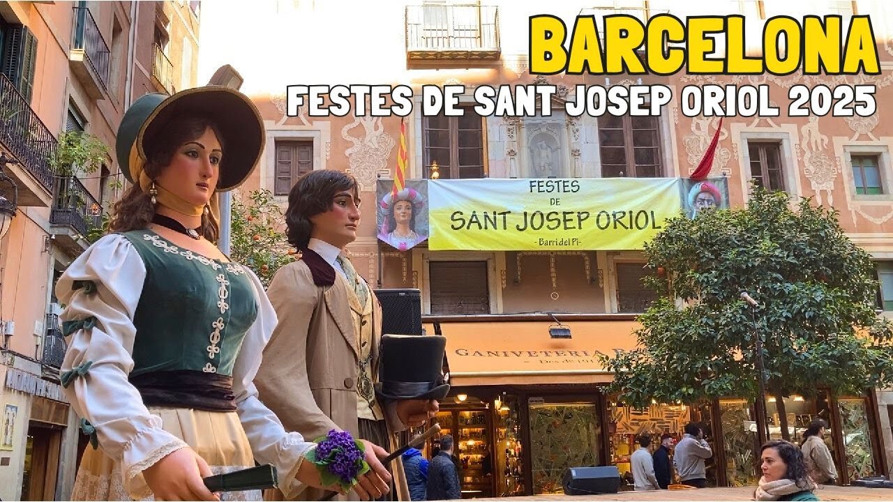 FESTES DE SANT JOSEP ORIOL Barcelona 2025 | Ballada dels 4 Gegants del Pi | Cercavila Anunciadora