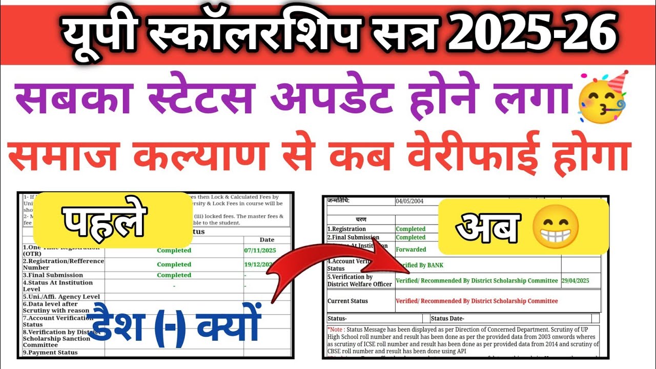 UP Scholarship 2025-26 Big Update 💥 Status Change Start? DWO Verification Date Confirm! 