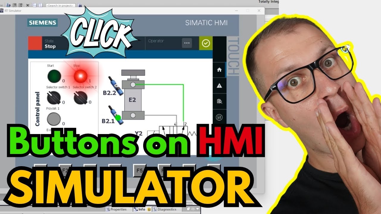 Программирование HMI Siemens Simatic | Кнопка на симуляторе HMI | Портал TIA