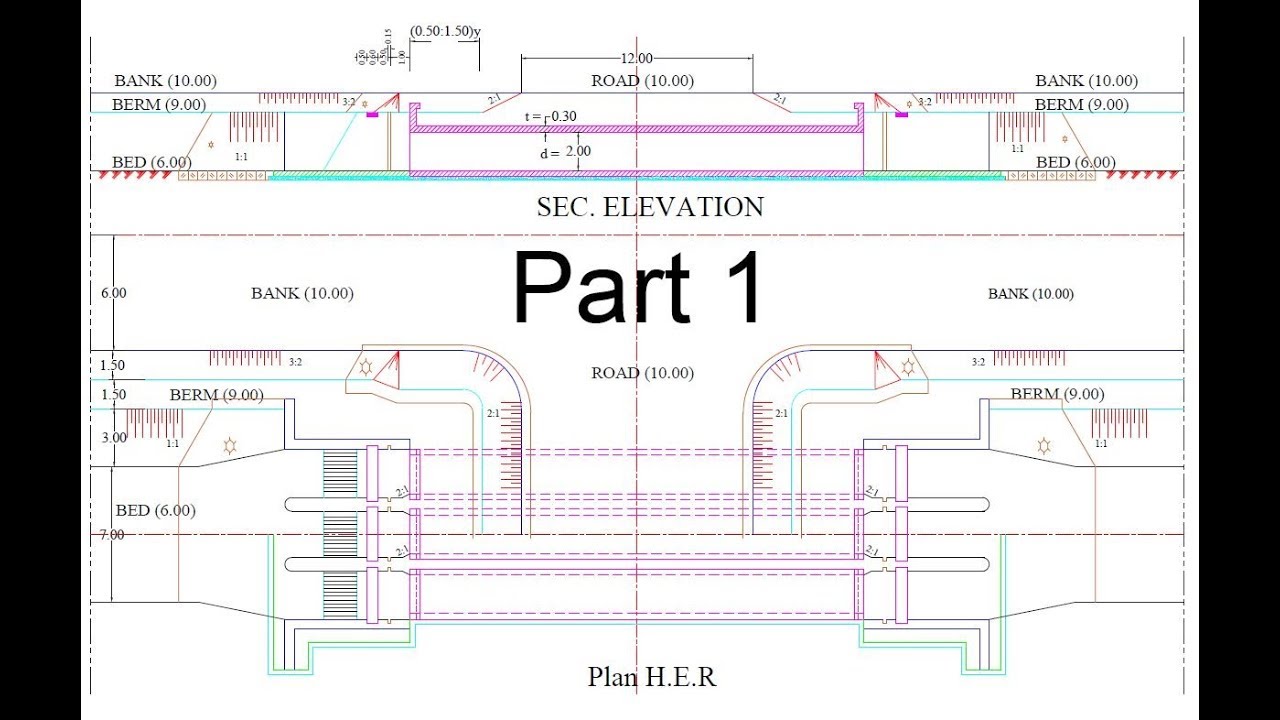 Design & Draw a Pipe Culvert with 3 vents (Examples) Part 1