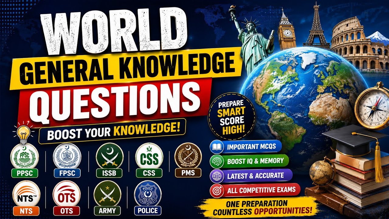 World General Knowledge (GK) MCQs 2026 | Most Repeated Questions for FIA, FPSC, PPSC, CSS, PMS, NTS
