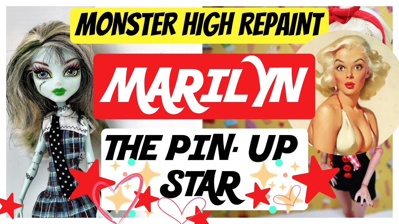 PINUP MONSTER HIGH DOLL REPAINT / BEAUTIFUL MARILYN / ART SPEEDPAINT TUTORIAL #dolls #art #pinup