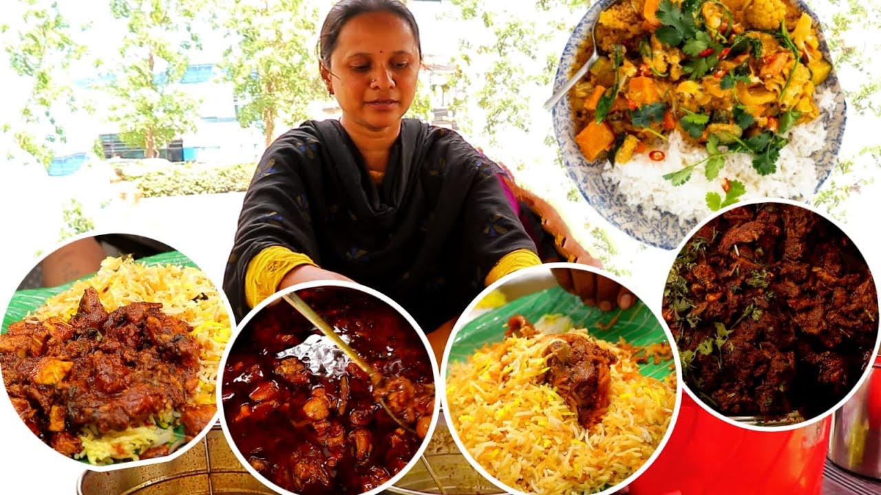 Aunty Selling Unlimited Veg & Non Veg Meals | Cheapest Roadside Unlimited Meals #streetfoodhyderabad