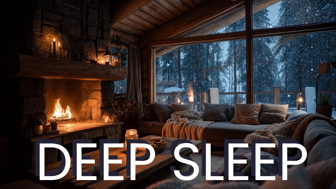 Deep Sleep Fireplace 🔥 Cozy Night Ambience | 1 Hour Relaxing Music for Sleep & Study