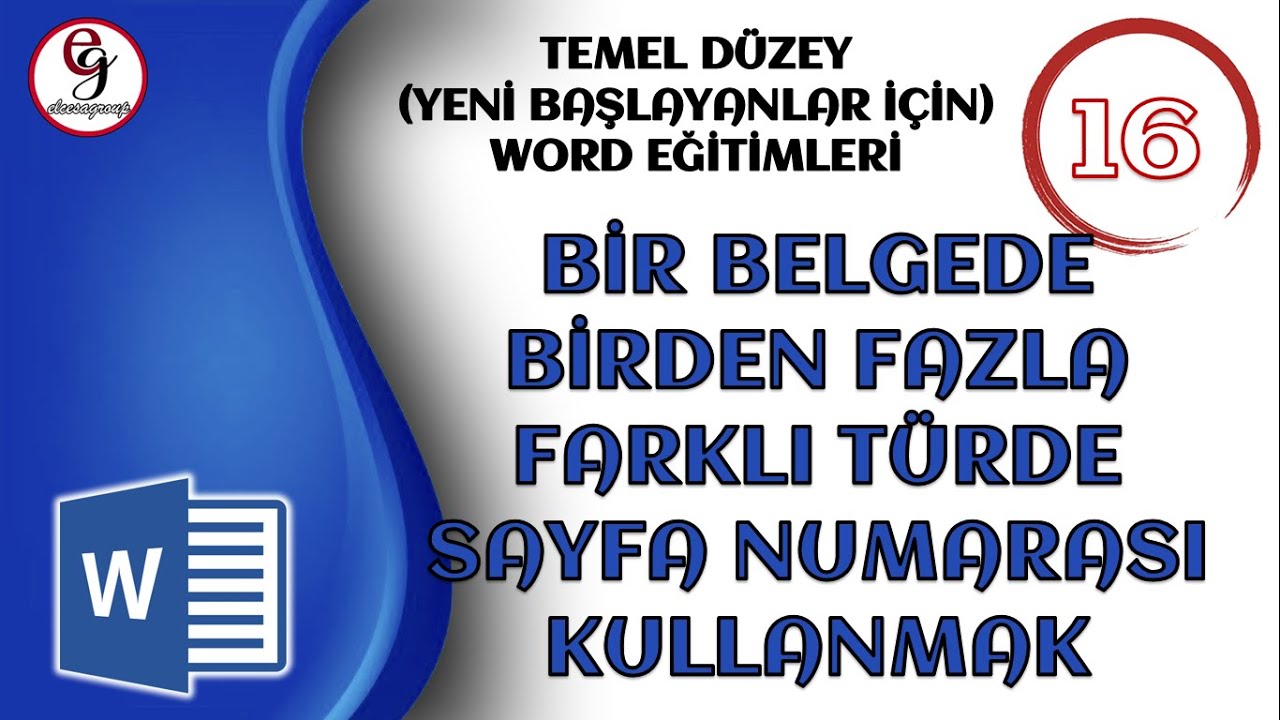 WORD DERS 16 - Aynı Belgede Birden Fazla Farklı Sayfa Numarası Kullanımı