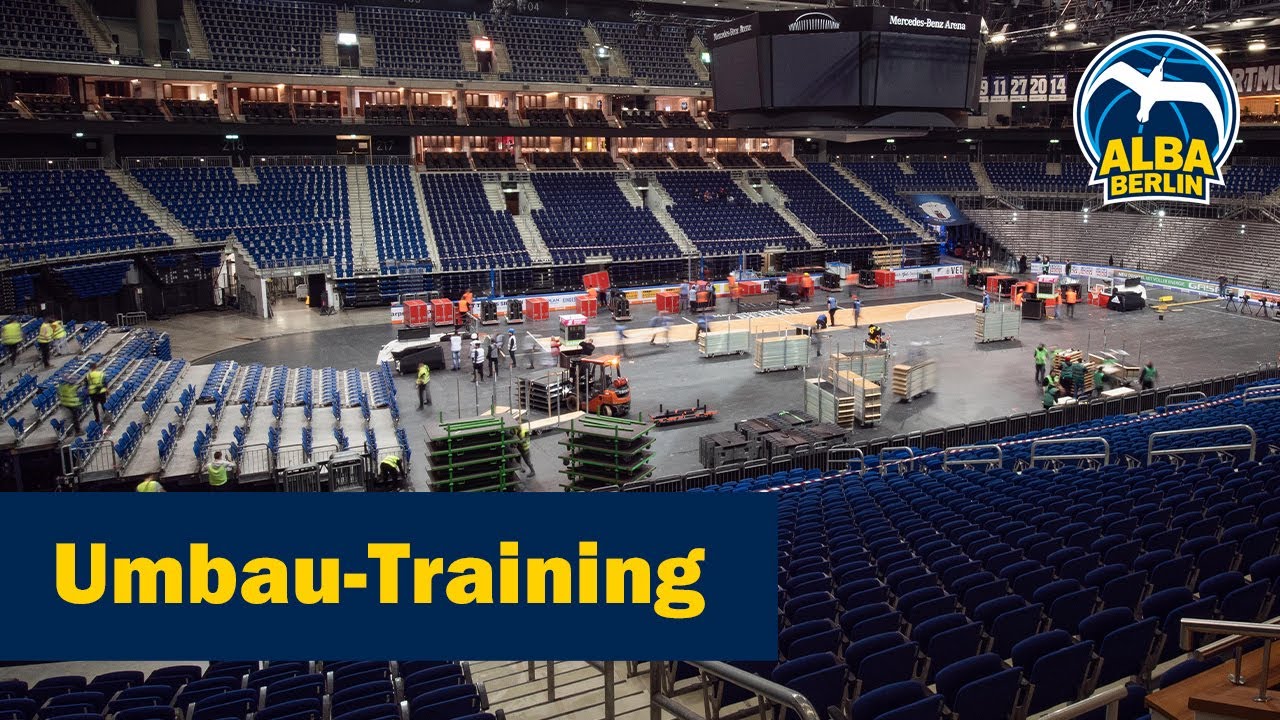 Aus Eishockey wird Basketball – Umbau-Training für das Pokalfinale in der Mercedes-Benz Arena