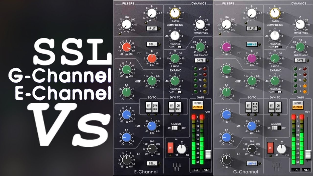 Waves SSL 4000 G vs E Channel (audio using extreme settings)