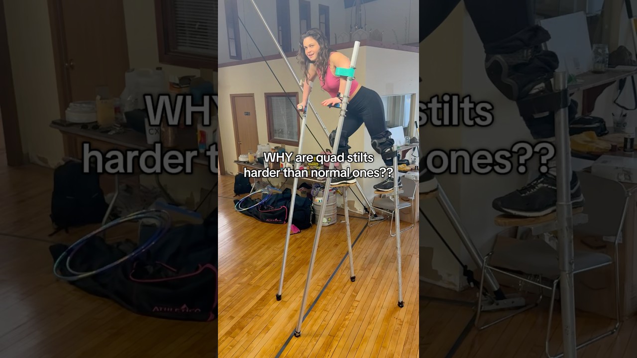 Quad stilts look easier, but NOPE! #stilts #stiltwalker #stiltwalking