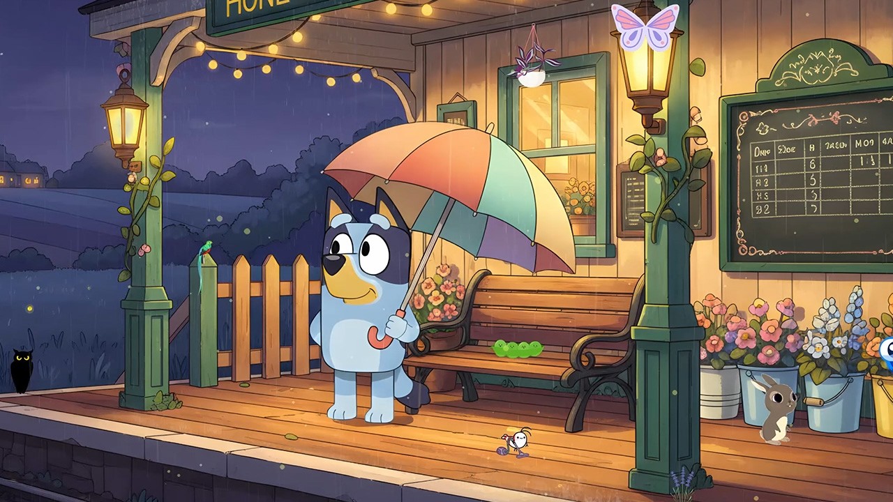 Chill Rainy Night with Bluey 📚 Chill Lofi for Relaxation ☔ Calm Lofi for Study & Sleep