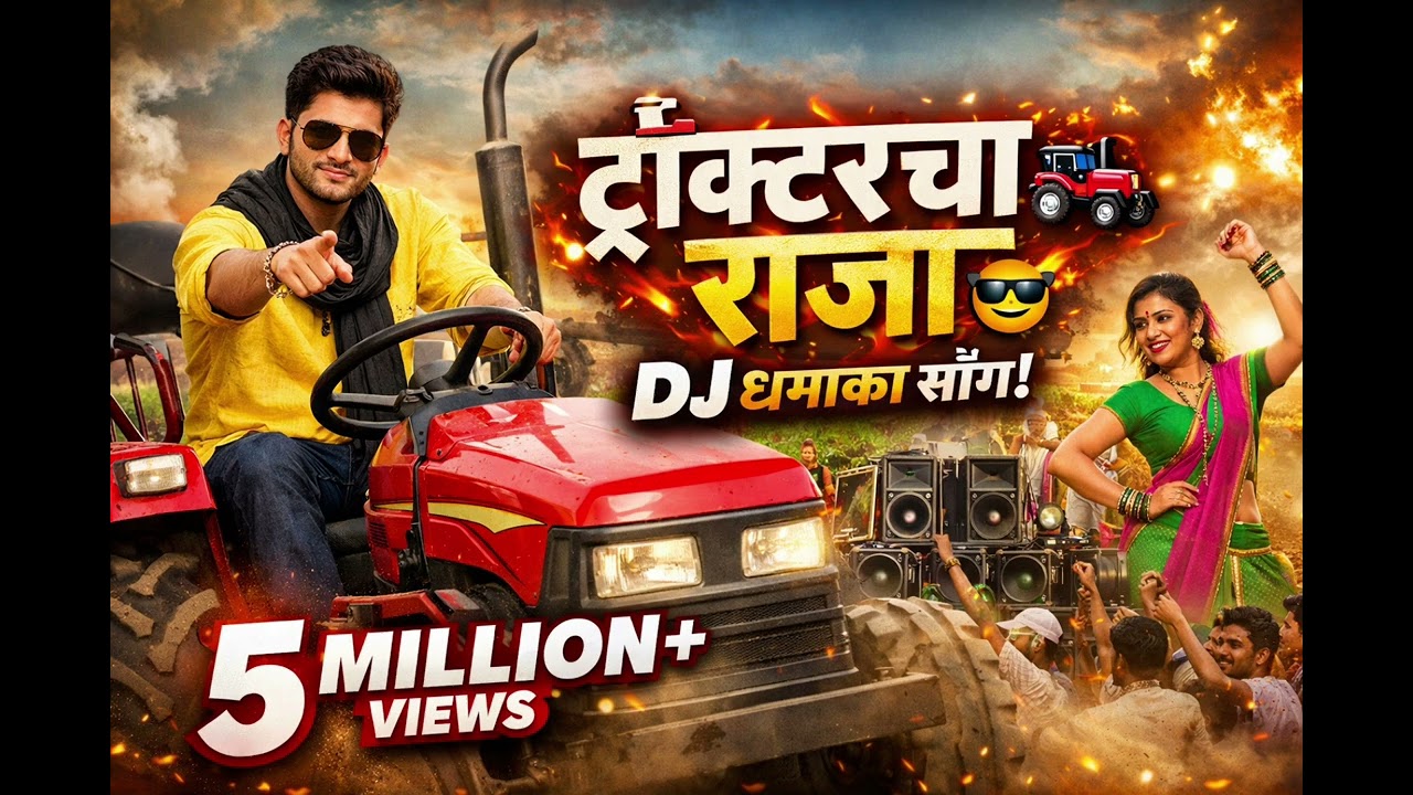 ट्रॅक्टर चालला रस्त्यावरती पोरी नाचत्यात घरावरती #tractor #bollywood #tractorsong