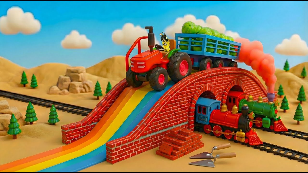 DIY Mini Tractor | Building a Railway Overpass | Fum Construction Project