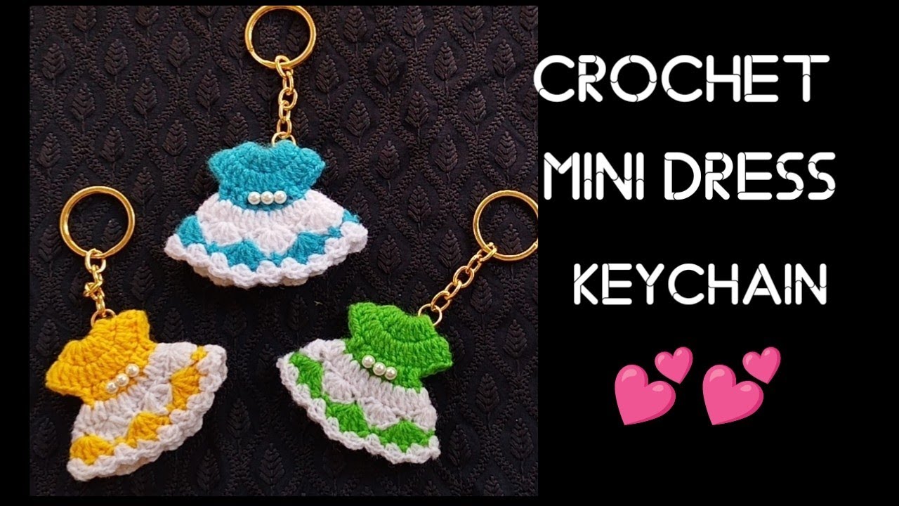 Crochet Mini Dress Keychain  #crochetkeychain