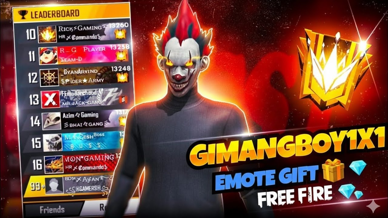 LIVE 🔴 U ID CHECK ✅ gimangboy1x1 youtube FREE FIRE emot Gift 🎁💎