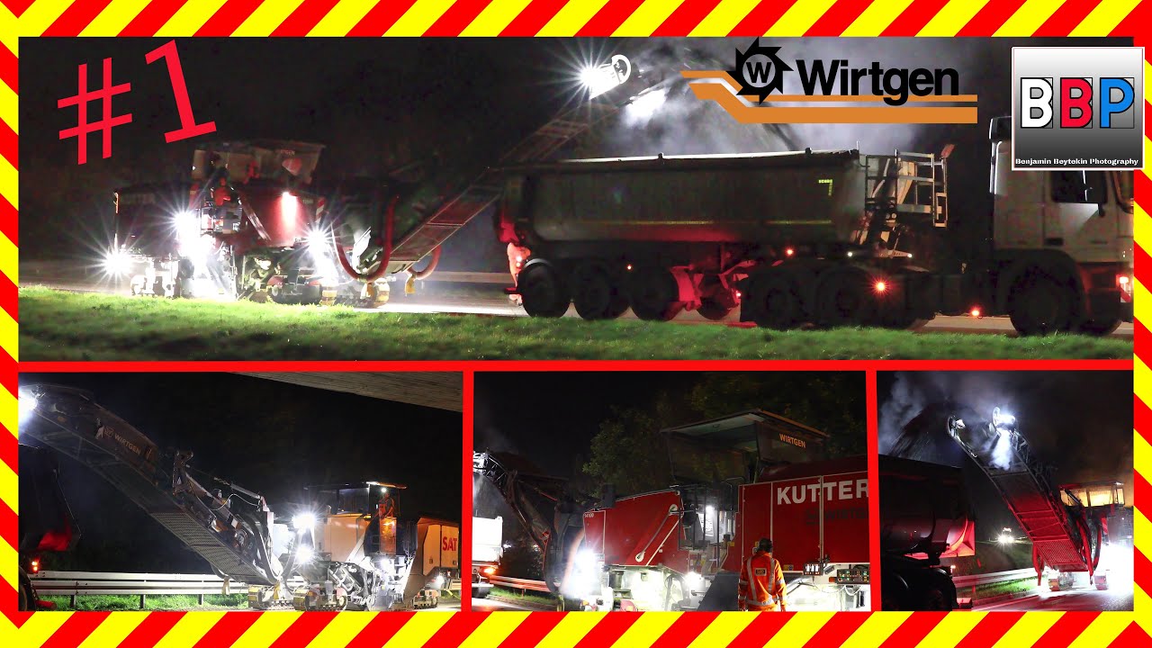 ⚠️ 3x Wirtgen W 220i Kaltfräsen im Nachteinsatz, B 14, Waiblingen, 28.10.2022. #1