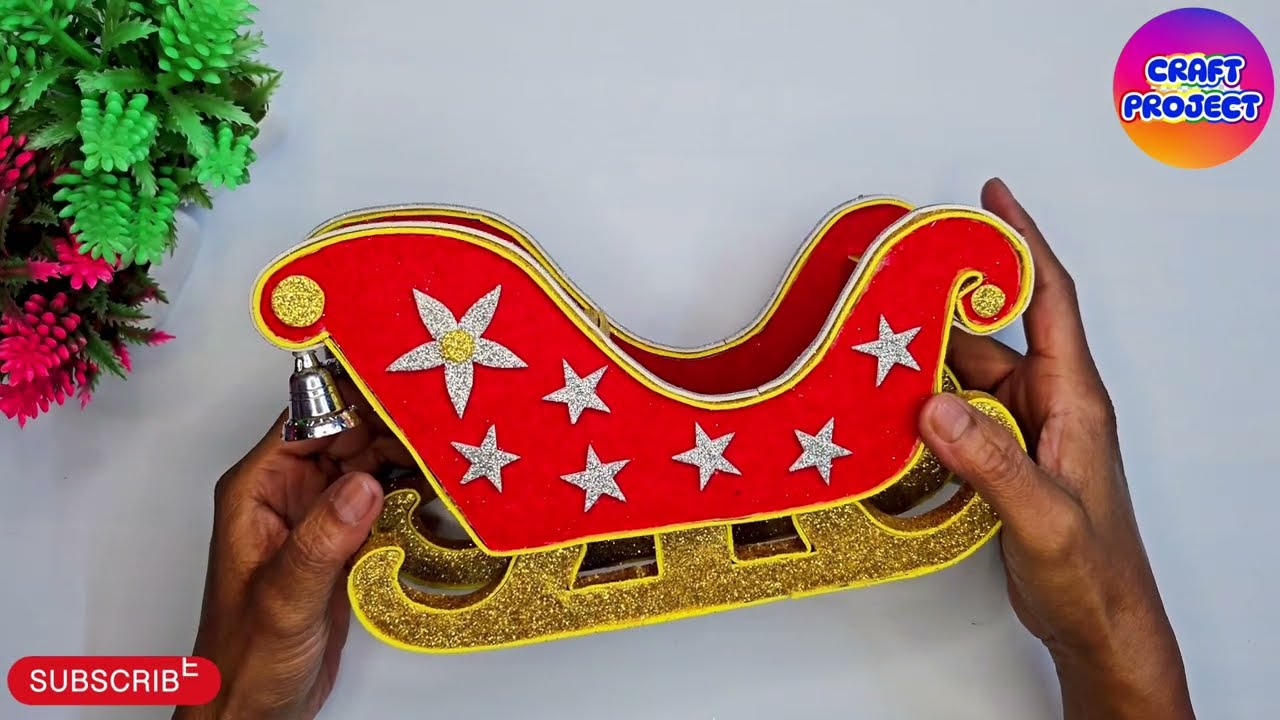 How to Make Santa Claus Sleigh /Cardboard Santa Claus Sleigh Making /Christmas Decor #christmas