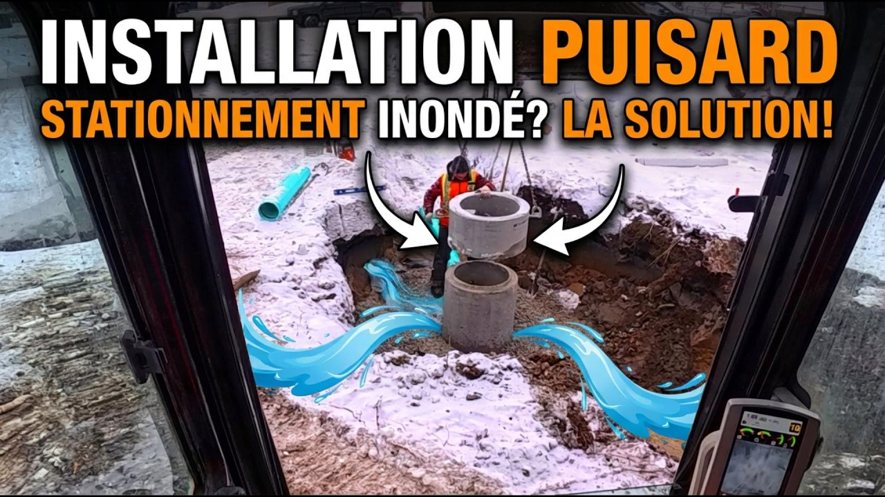 Installation d'un puisard (Manhole)! Connexion au réseau pluvial de la municipalité.