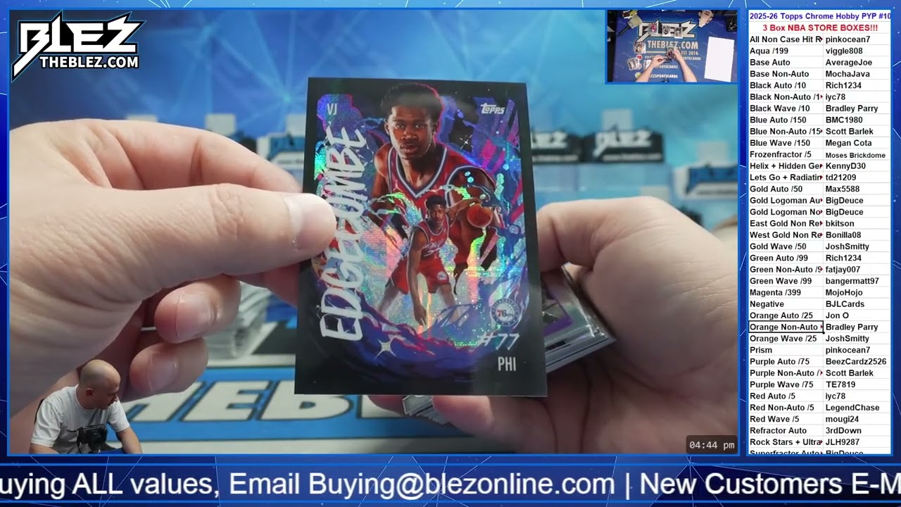 2025-2026 Topps Chrome Hobby 3 Box BREAK #10 Pick Your Parallel