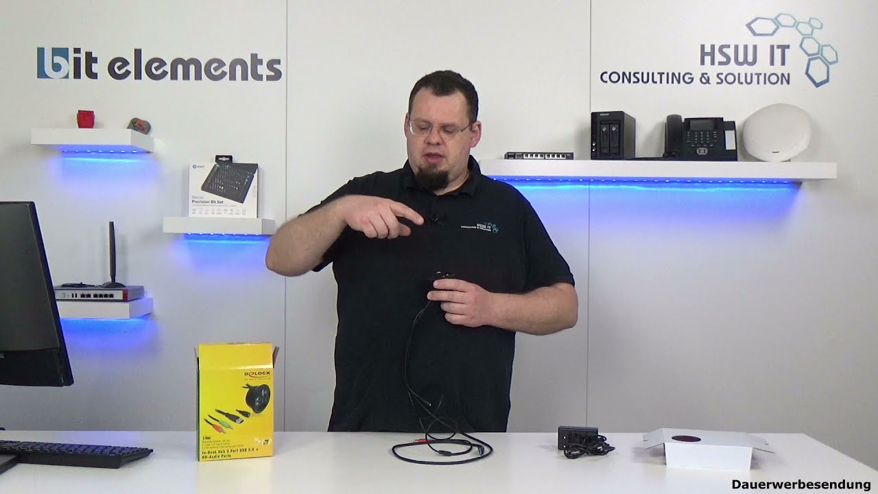 Delock 61990 USB Hub f&uuml;r Tischmontage - der schnelle Anschluss f&uuml;r USB und Audio