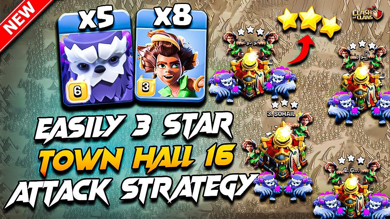 Th16 Attack Strategy With (ROOT RIDER & YETI) | Best TH16 Root Rider Yeti Attack in - Clash Of Clans