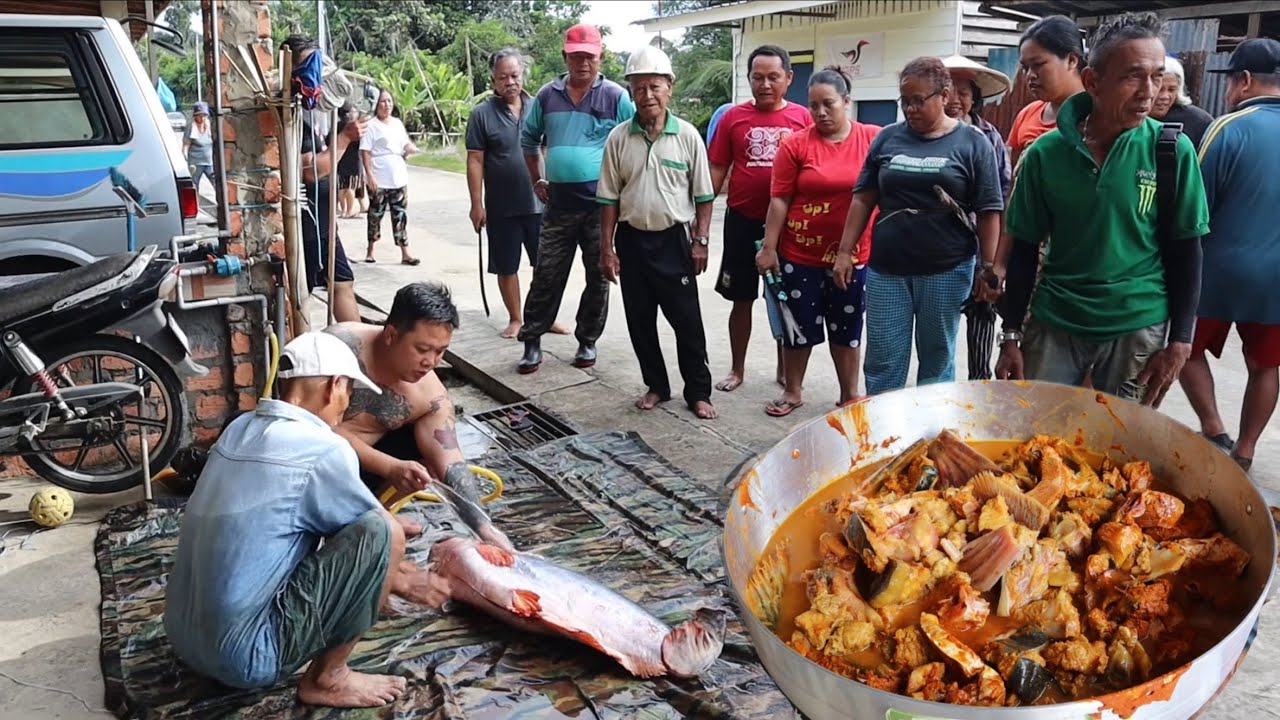 MASAK IKAN PATIN Monster 17KG Untuk Penduduk Rumah Panjang / Patin Bakar / Patin Kari Dan Rusa Sup…/